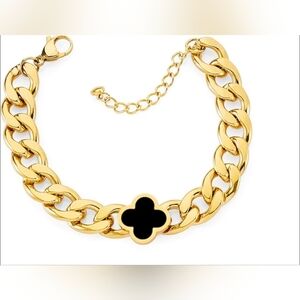 Gold and Black Clover Bracelet